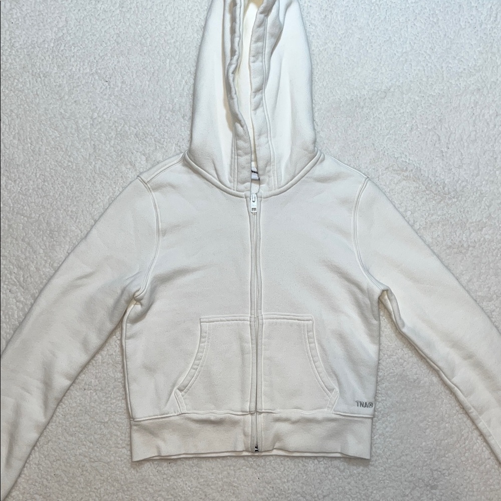 Aritzia TNA white Cozy Fleece Hoodie Sweatshirt